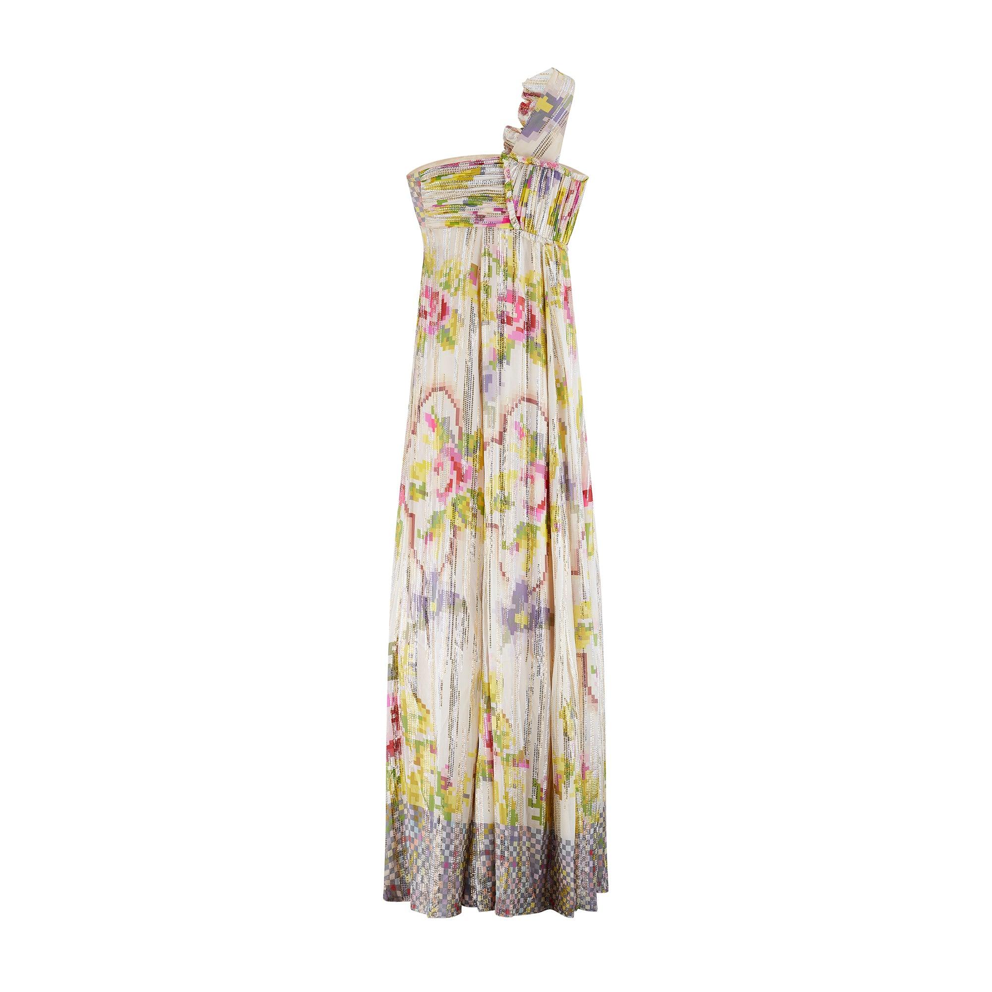 Beige Matthew Williamson Runway 2008 - Robe à motifs géométriques multicolores en vente