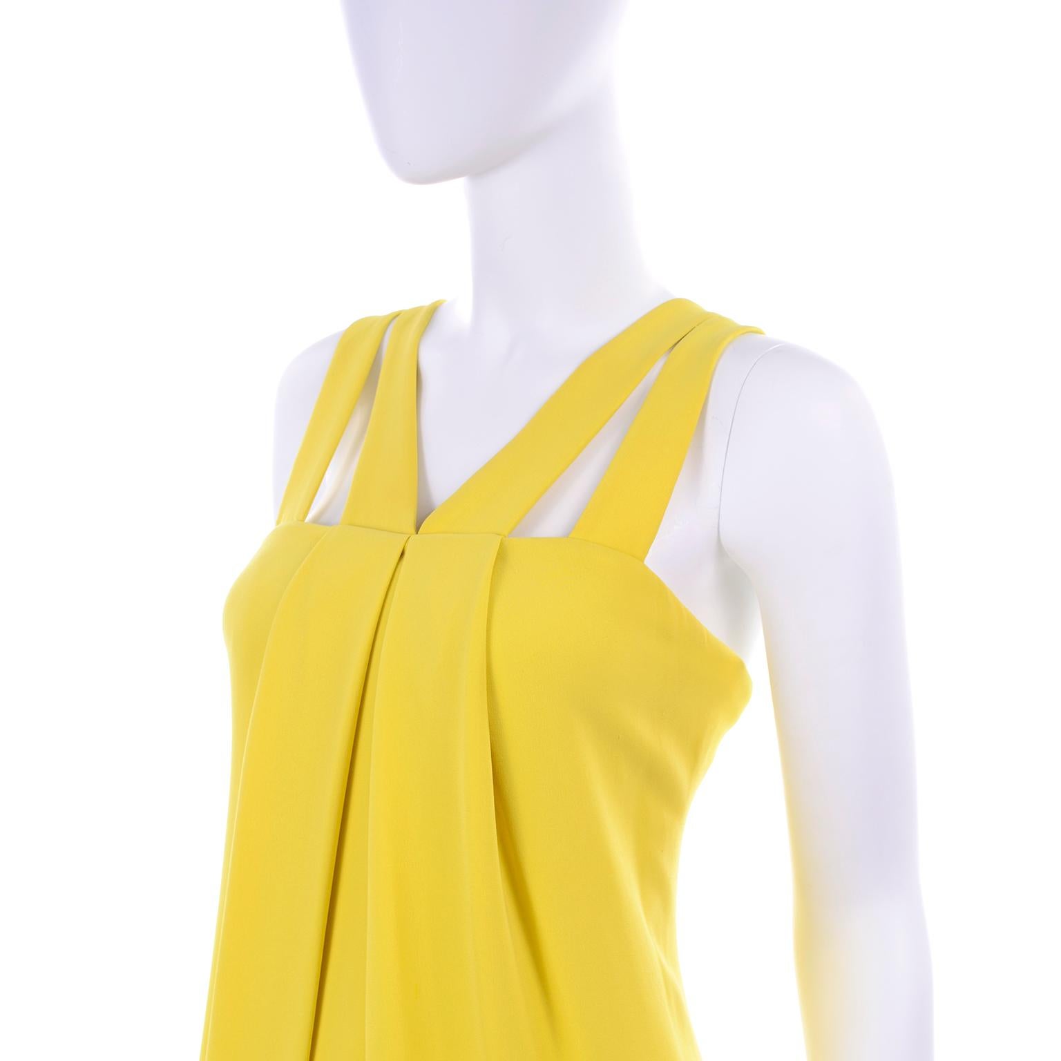 2008 Oscar de la Renta Runway Yellow Silk Full Length Evening Dress For Sale 3