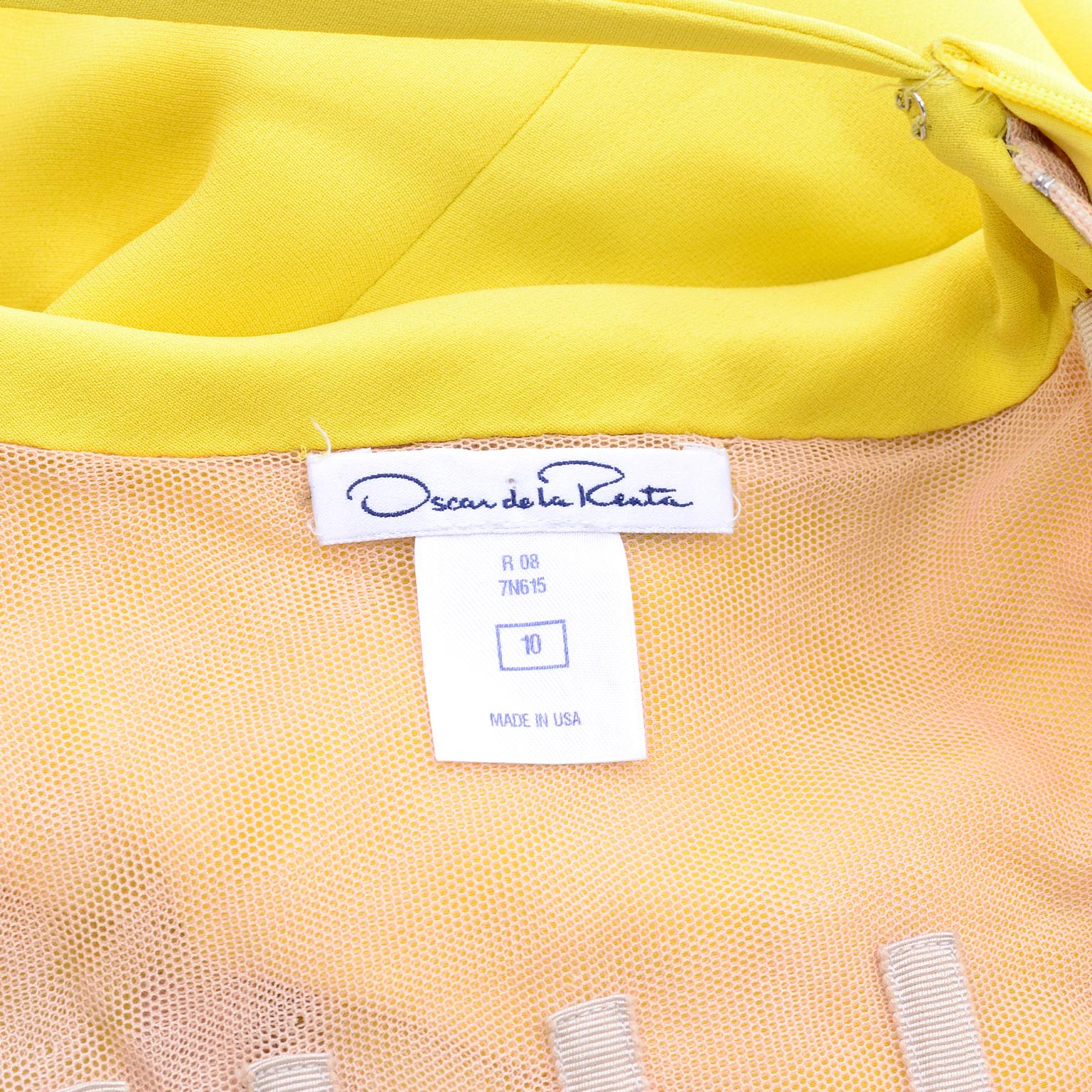 2008 Oscar de la Renta Runway Yellow Silk Full Length Evening Dress For Sale 6