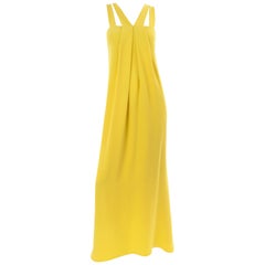 2008 Oscar de la Renta Runway Chartreuse Yellow Silk Evening Dress