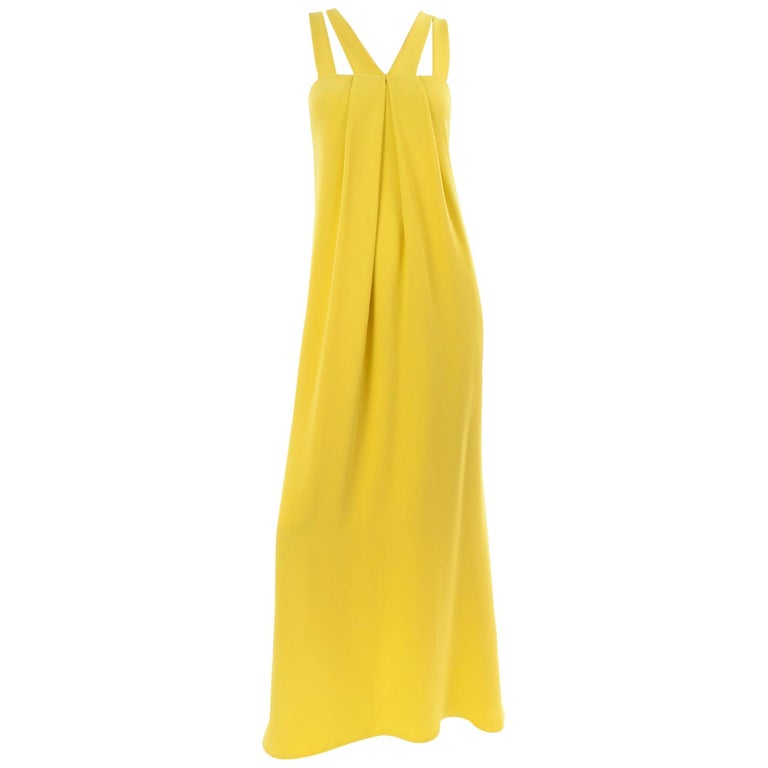2008 Oscar de la Renta Runway Chartreuse Yellow Silk Evening Dress For ...
