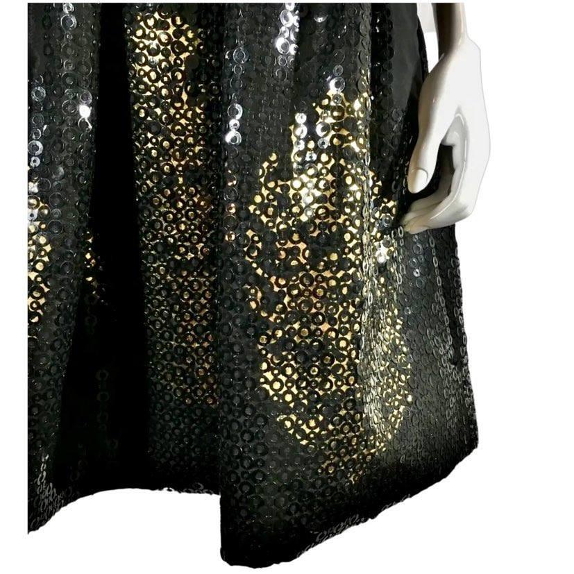 2008 Oscar de la Renta Sequin Embellished Black Silk Runway Dress  In Excellent Condition In Montgomery, TX
