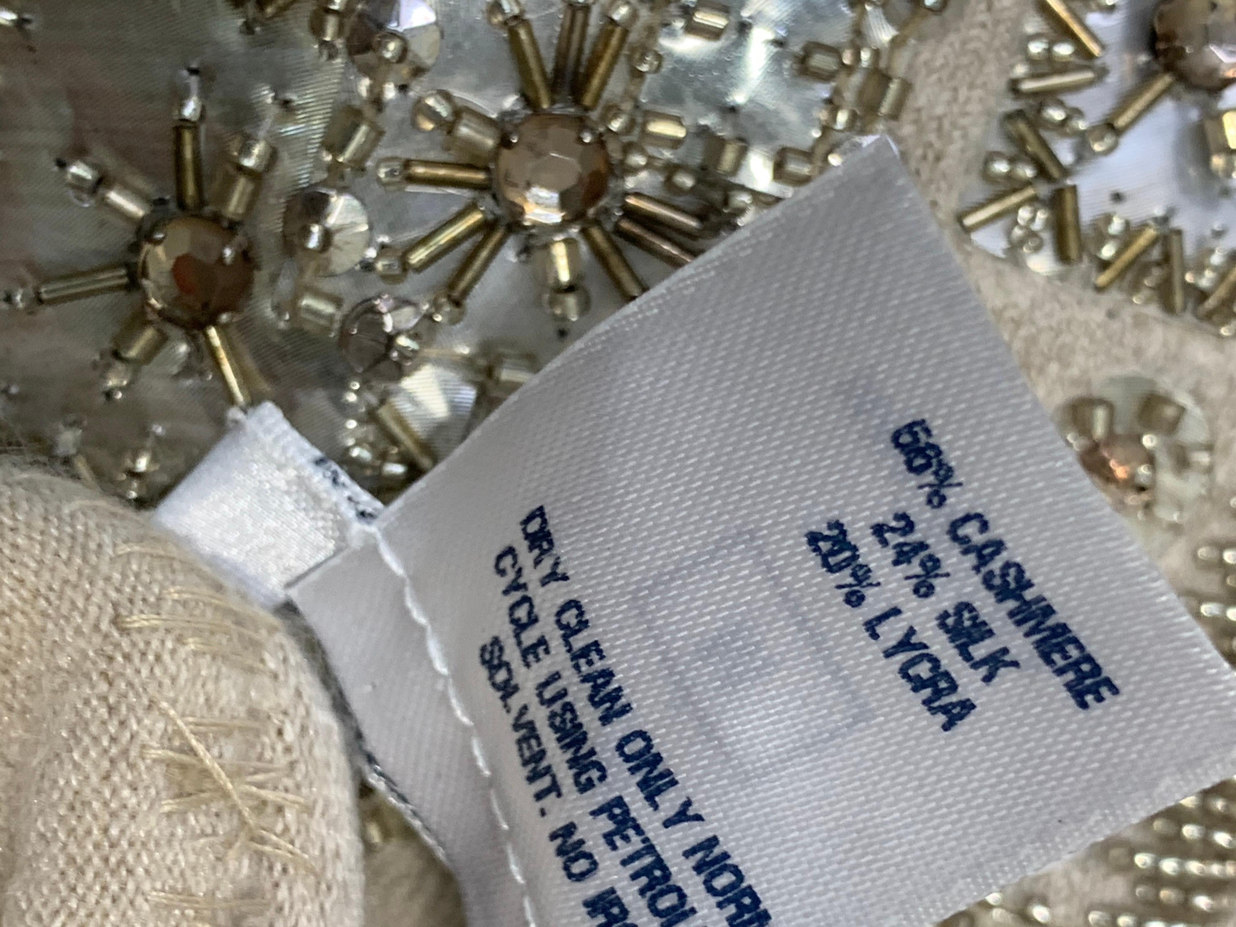 2008 Oscar de La Renta Silver Cashmere Cardigan w/ Klimt-Inspired Metallic Beads 9