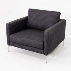 2008 Piero Lissoni for Knoll Divina Lounge Chair in Black Pinstripe Fabric