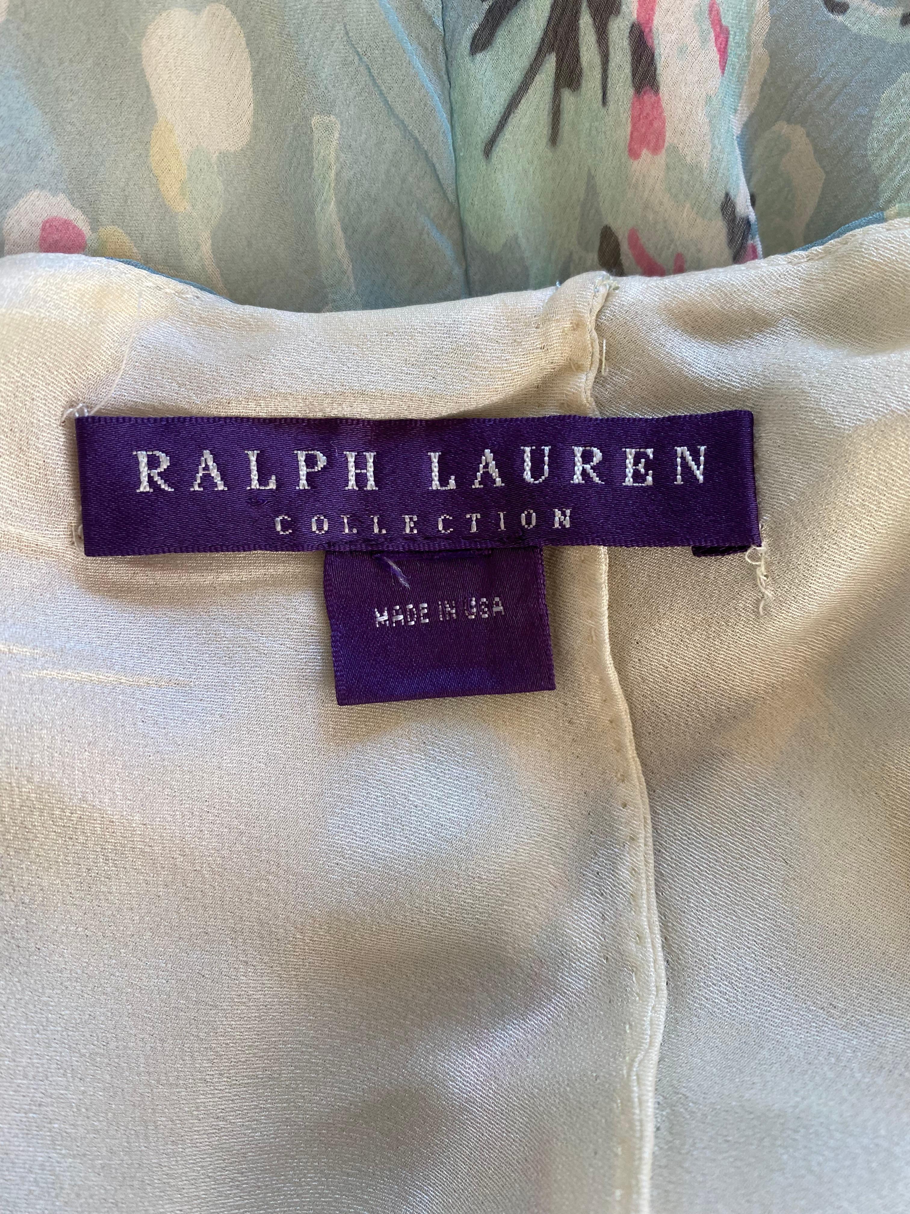 2008 Ralph Lauren Purple Label Floral Halter Neck Silk Dress In Good Condition In Miami, FL