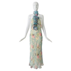 2008 Ralph Lauren Purple Label Floral Halter Neck Silk Dress