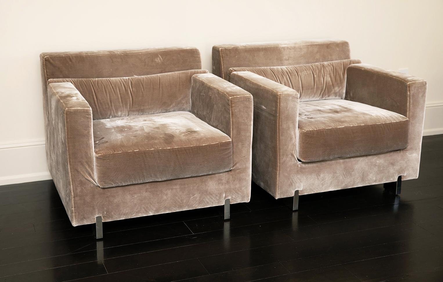 Lucidato 2008 Ralph Pucci India Mahdavi Poltrone in seta, coppia in vendita