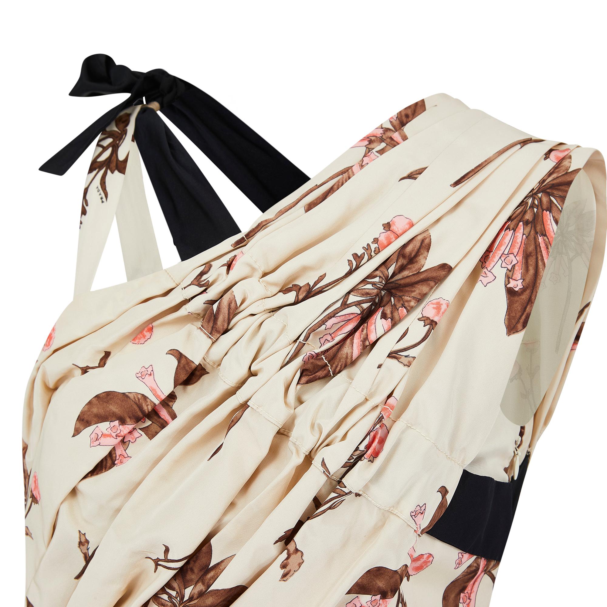 2008 Resort Prada Silk Floral Box Pleat Maxi Dress In Excellent Condition In London, GB