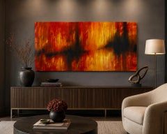 2008 Rick Hobbs "Rehearsal" Grande peinture acrylique abstraite sur panneau signée