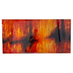 2008 Rick Hobbs "Rehearsal" Grande peinture acrylique abstraite sur panneau signée