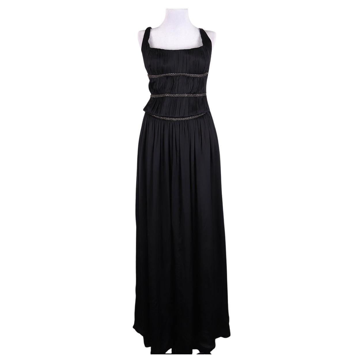 2008 Roberto Cavalli Black Silk Evening Dress