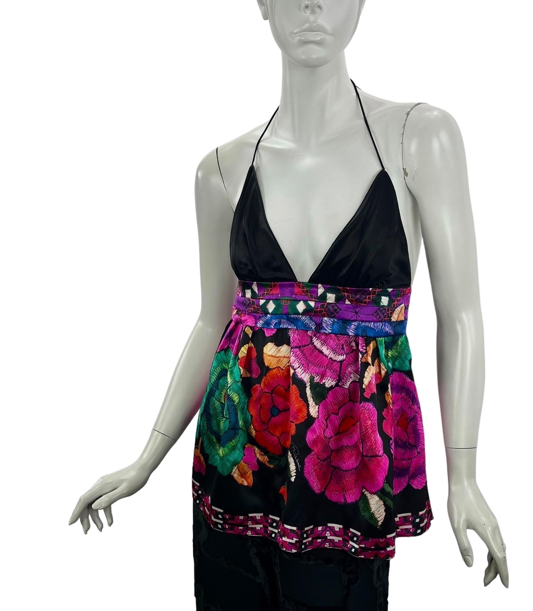 2008 Roberto Cavalli Floral Print Babydoll silk top
IT size 38 - US 2
Made in Italy
100% silk, finished with size zipper.
New, with tags