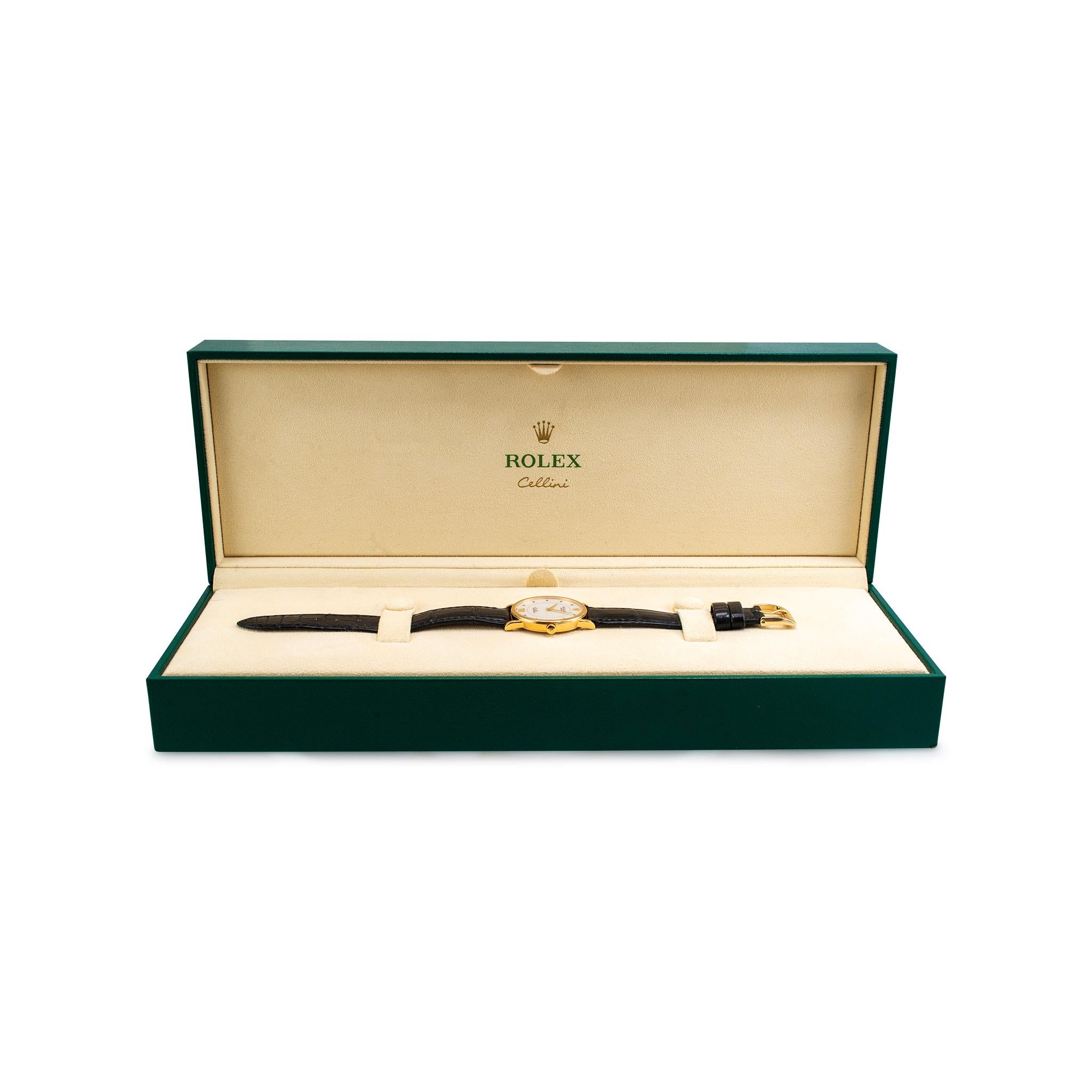 2008 Rolex Cellini 5115 32MM White Roman Dial 18K Yellow Gold Watch 4
