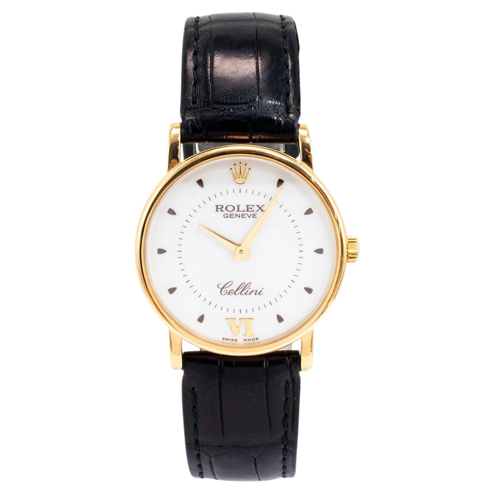 2008 Rolex Cellini 5115 32MM White Roman Dial 18K Yellow Gold Watch