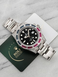 2008 Rolex GMT-Master II 116759SARU 18K White Gold Gem-Set Bezel Automatic 40mm