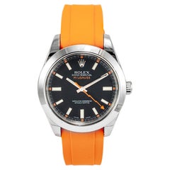 2008 Rolex Milgauss 40MM 116400 Arancione Cinturino in Gomma Acciaio Inox Orologio da Uomo