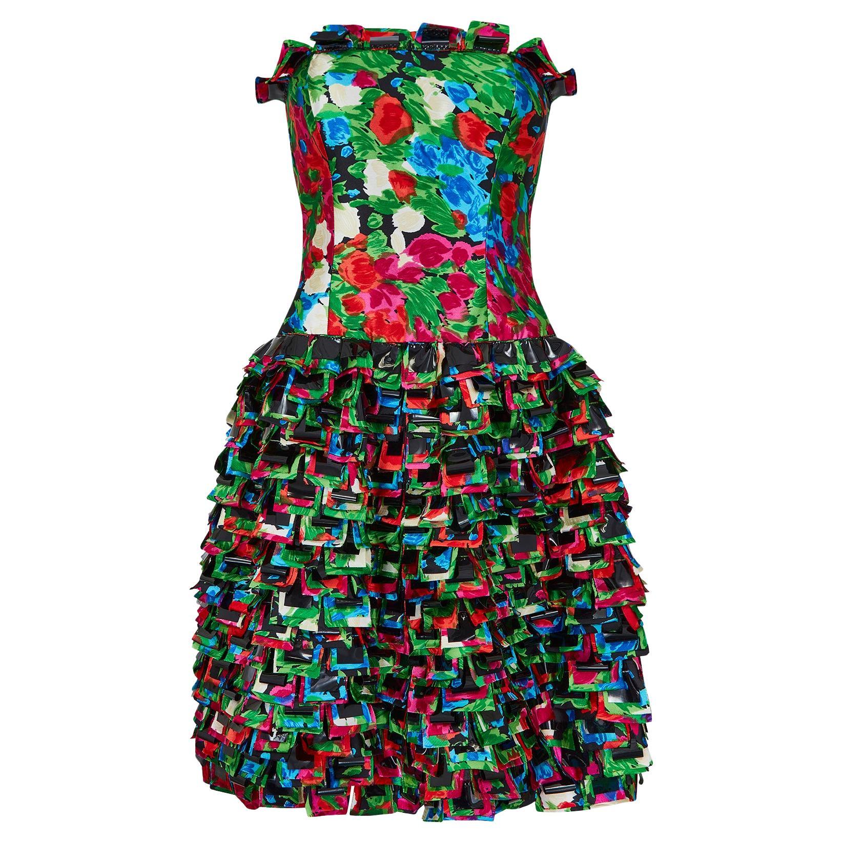 2008 Runway Oscar de la Renta Strapless Ruffle Tiered Dress For Sale