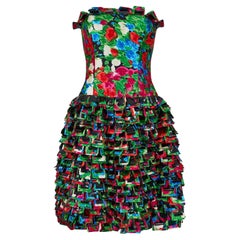 2008 Runway Oscar de la Renta Strapless Ruffle Tiered Dress