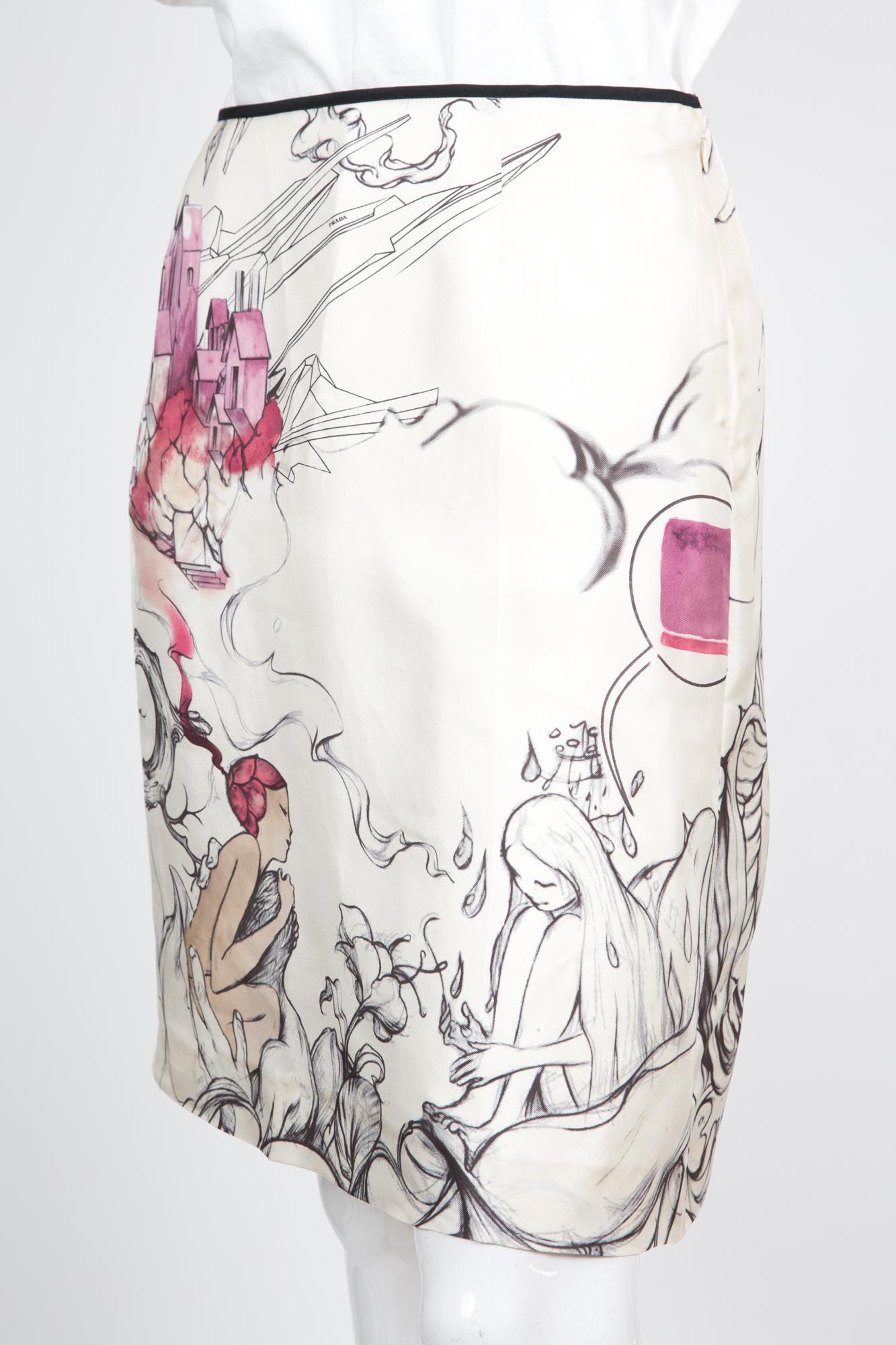 2008 Spring Prada Fairy Collection Silk Skirt In Good Condition In Paris, FR