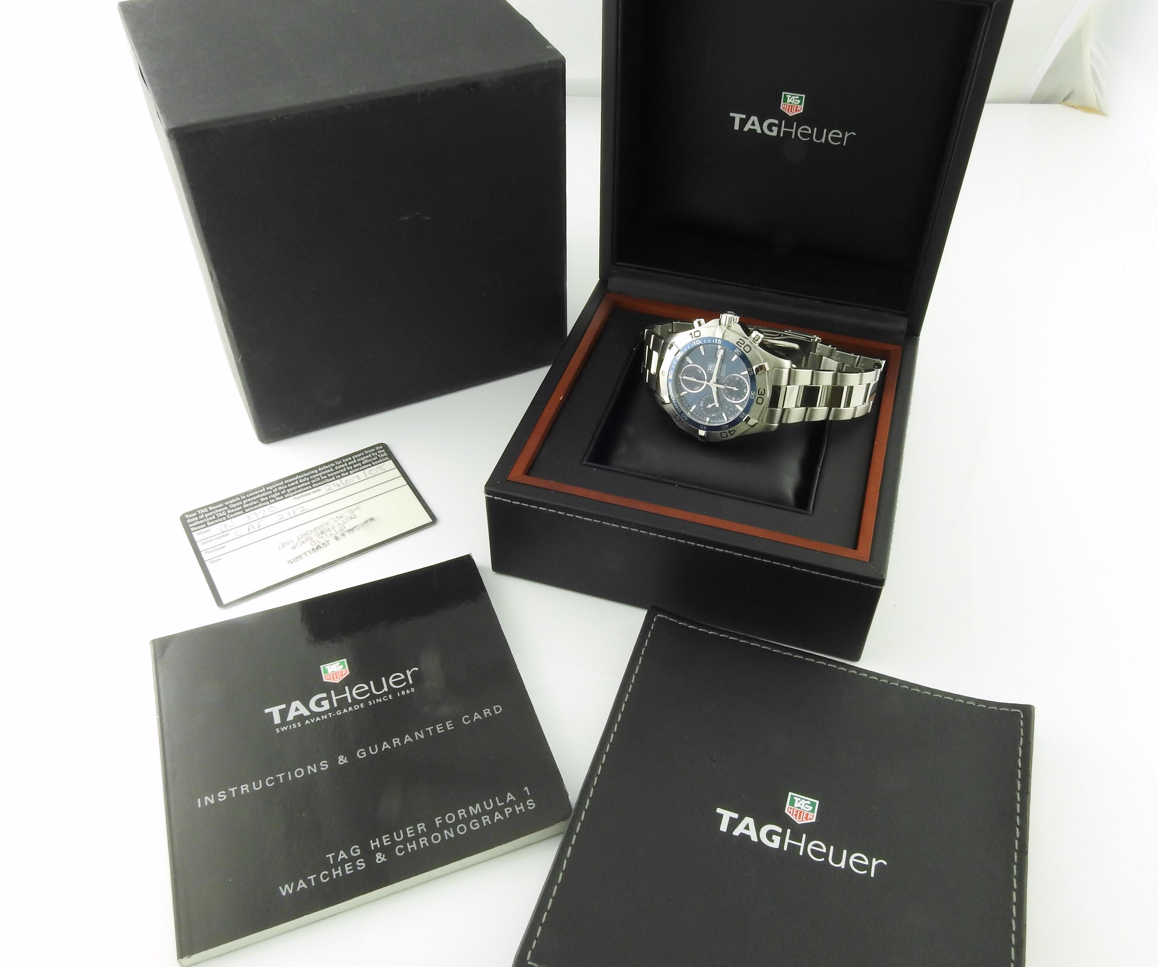 2008 TAG Heuer Aquaracer CAF2112 Men's Watch Blue Dial Stainless Steel Automatic 4