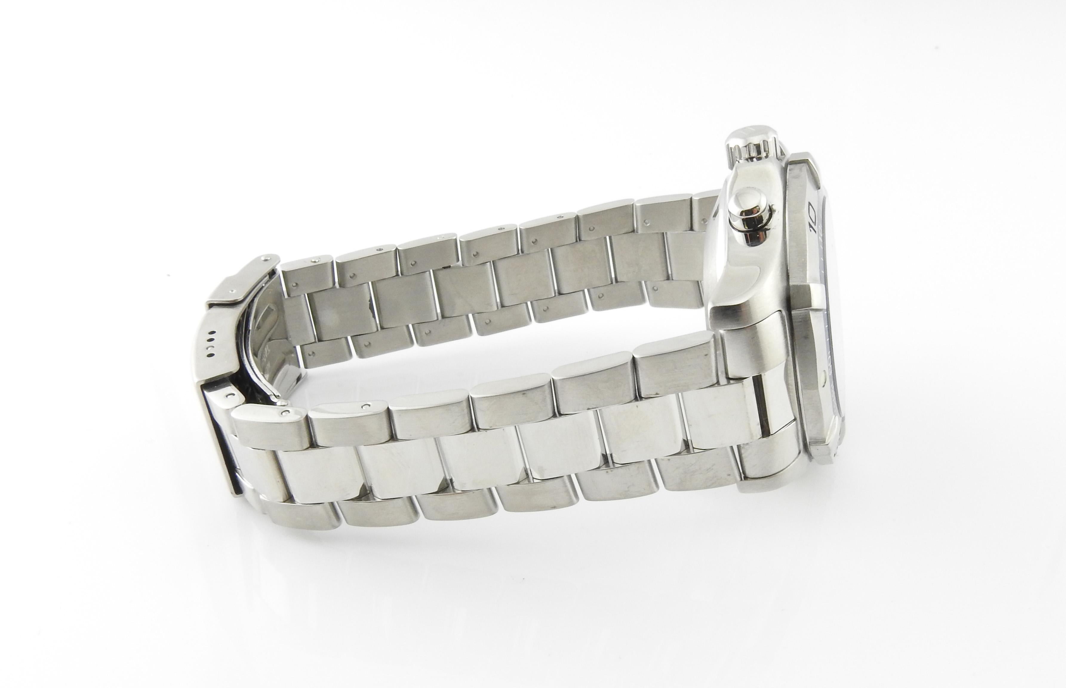 TAG Heuer Aquaracer CAF2112 Montre pour homme avec cadran bleu en acier inoxydable et cadran automatique, 2008 Bon état à Washington Depot, CT