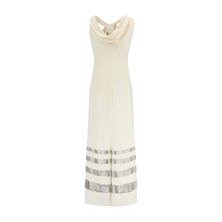 2008 Valentino Runway Cream Column Dress with Silver Sequins For Sale at  1stDibs