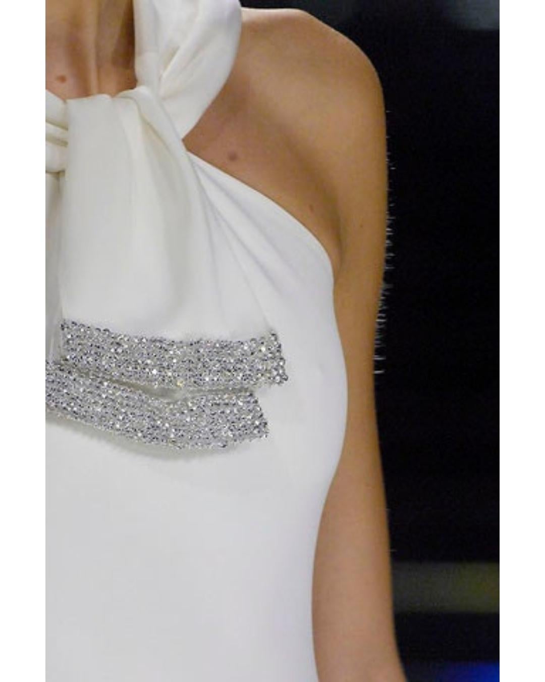 2008 Pasarela Valentino Vestido Columna Crema con Lentejuelas Plateadas en venta 2