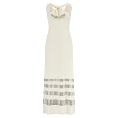2008 Valentino Runway Cream Column Dress with Silver Sequins