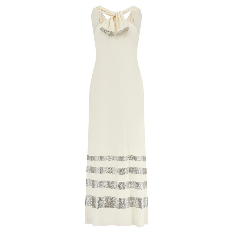 2008 Valentino Runway Cream Column Dress with Silver Sequins For Sale at 1stDibs 2008 Valentino Runway Cream Column Dress with Silver Sequins For Sale at 1stDibs