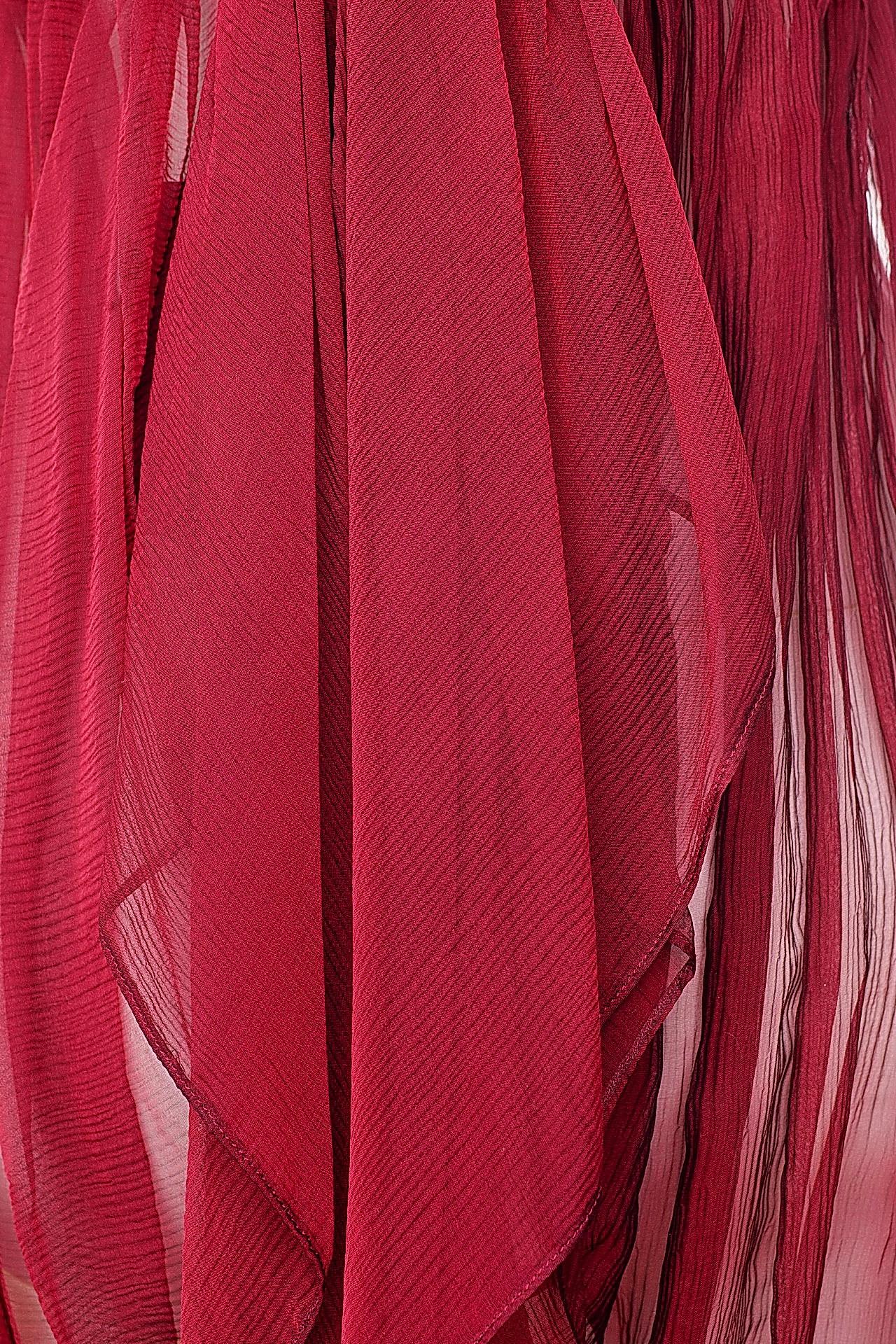 Women's 2008 Vintage Alexander McQueen Red Chiffon Silk Tunic Dress