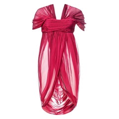 2008 Vintage Alexander McQueen Red Chiffon Silk Tunic Dress