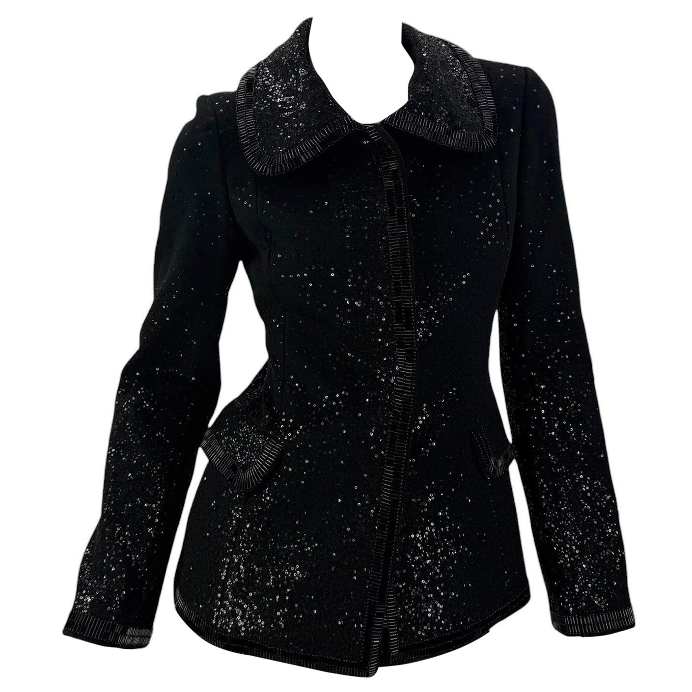 2008 VINTAGE **DOLCE & GABBANA “Special Piece” BLACK SEQUIN EVENING JACKET US 4