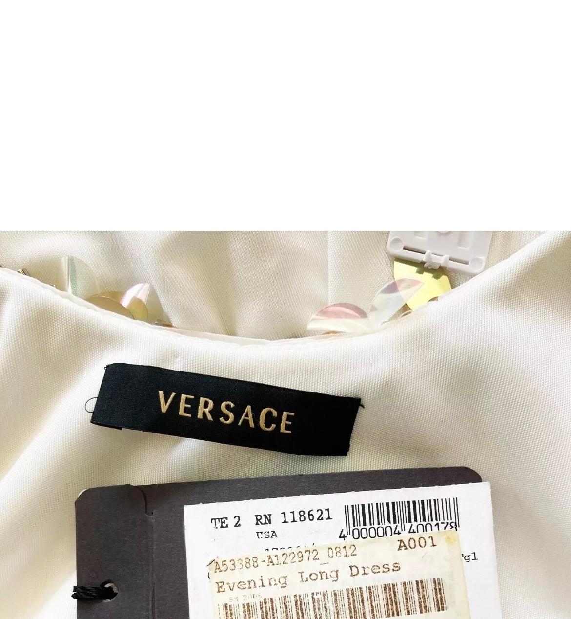 2008 Vintage Versace Embellished White Long Dress Gown 42 - 6 For Sale 2