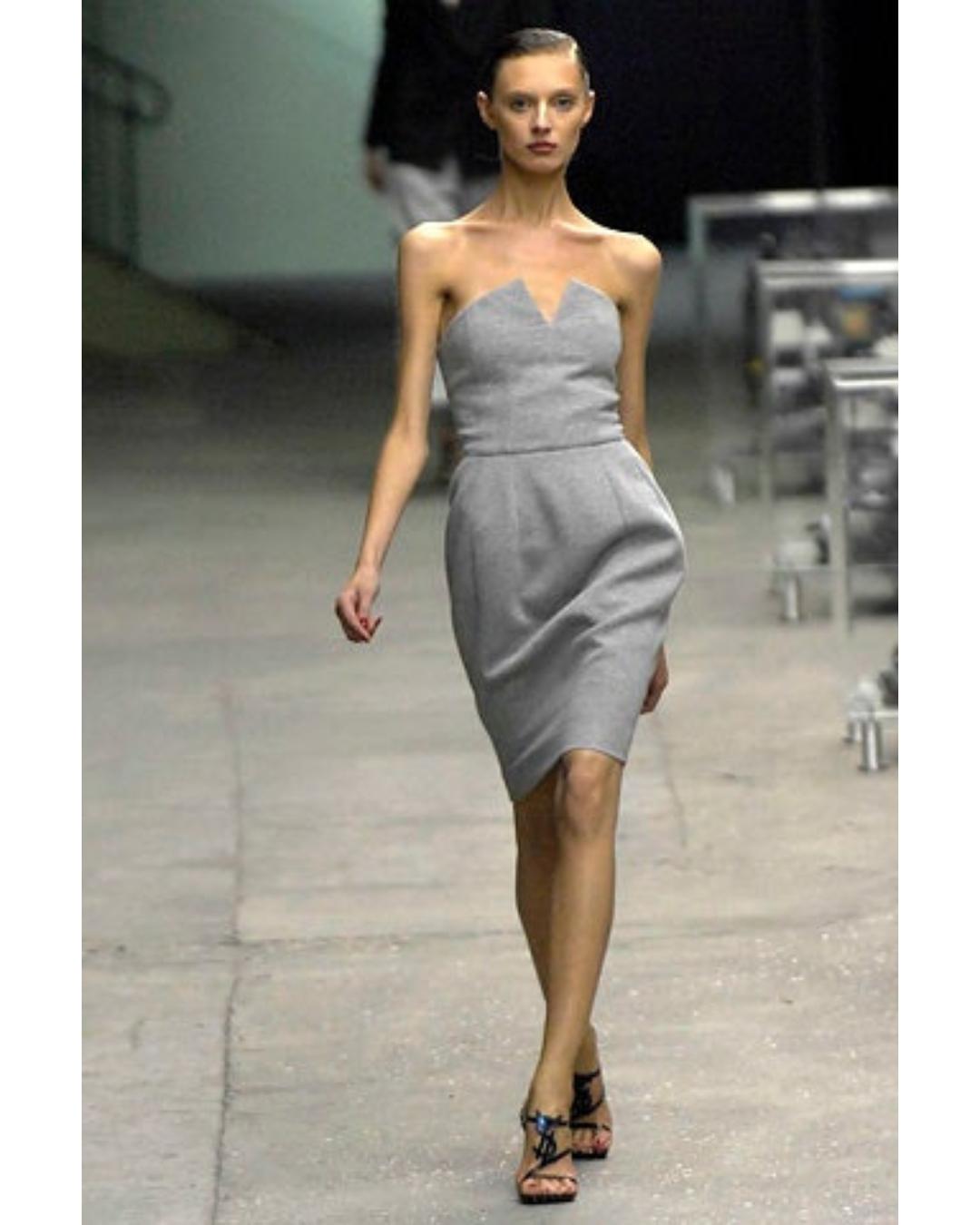 2008 Yves Saint Laurent Black Strapless Wool Bustier Top For Sale 2