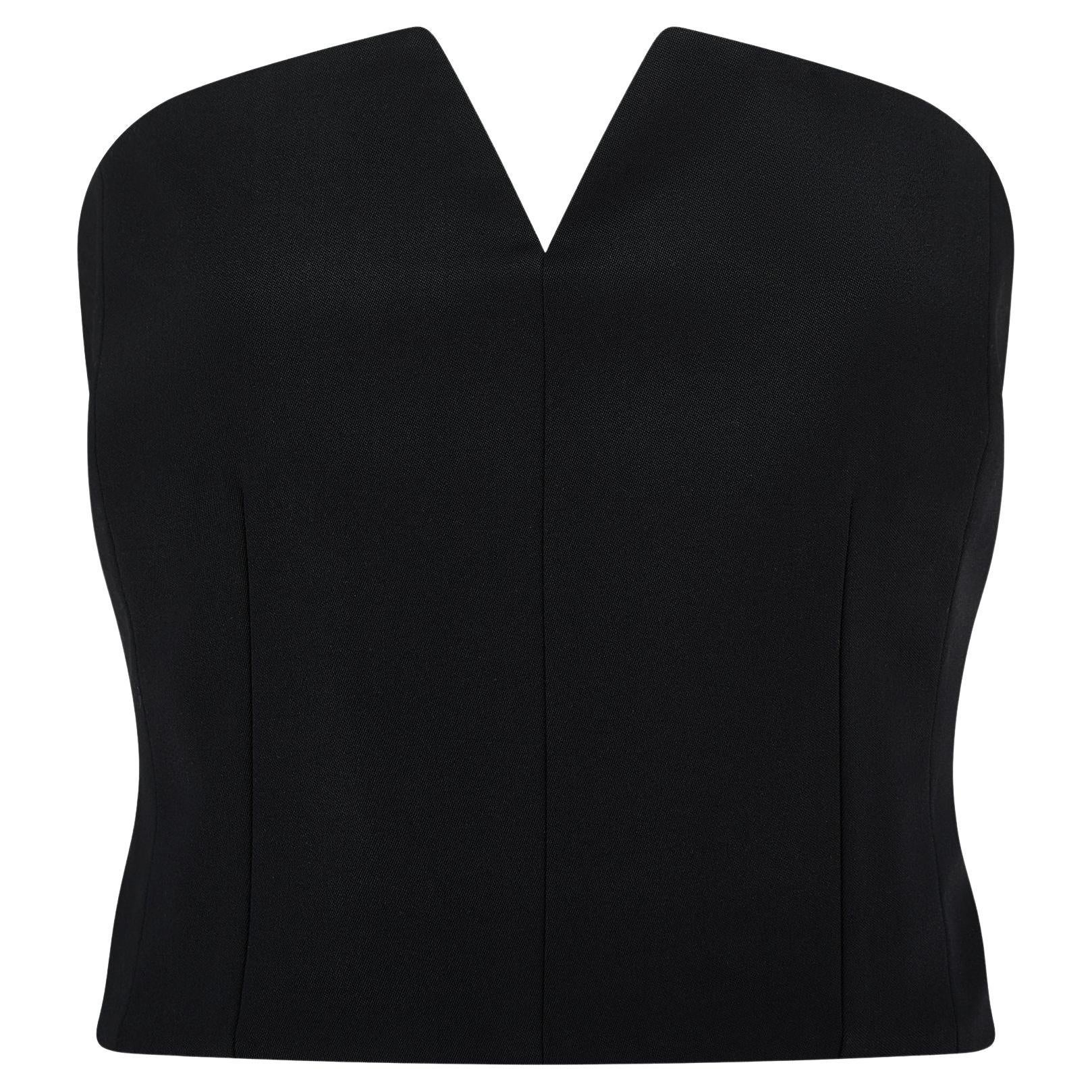 2008 Yves Saint Laurent Black Strapless Wool Bustier Top For Sale