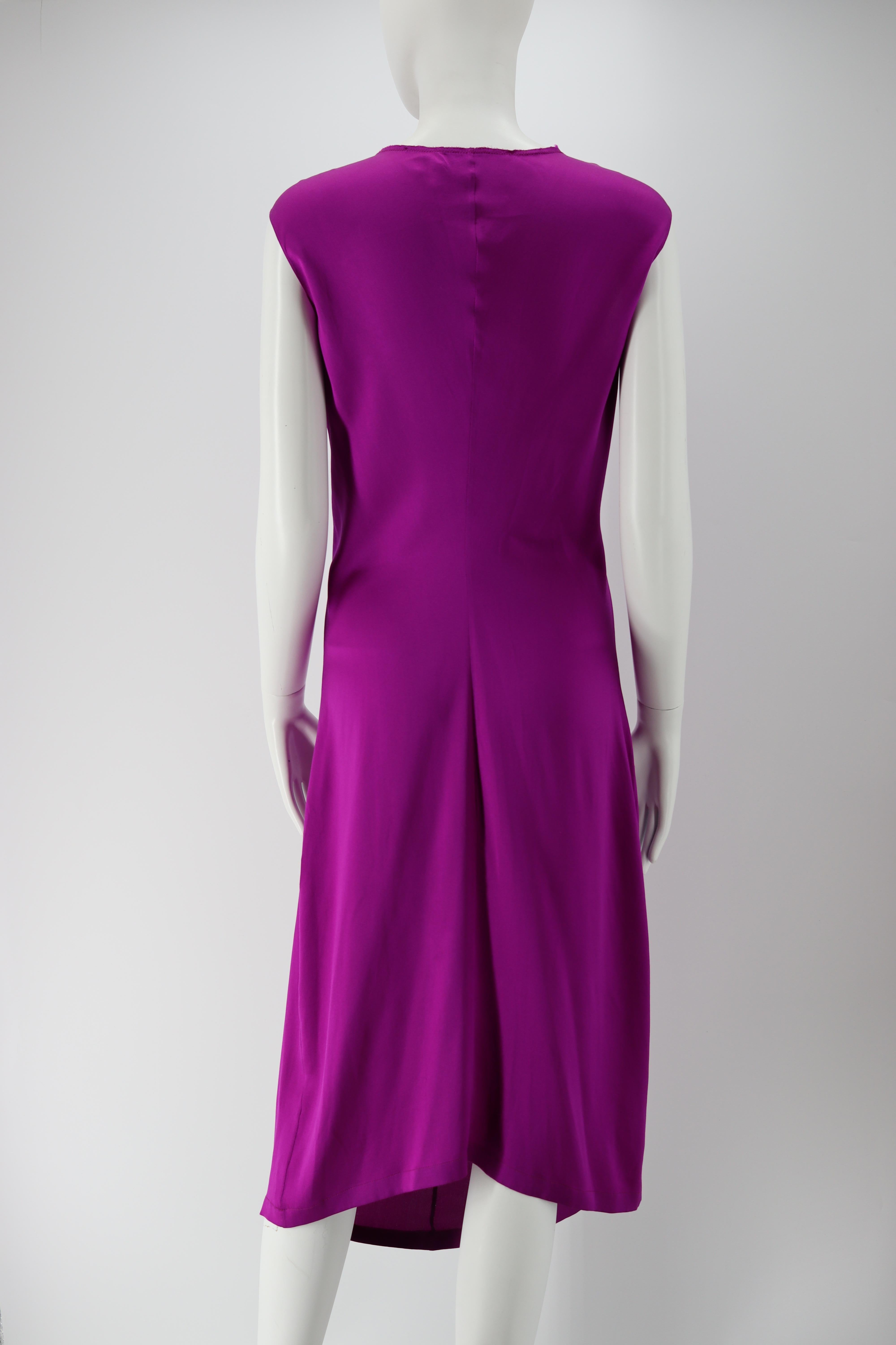 2008 Yves Saint Laurent Purple Silk Dress In Excellent Condition For Sale In PARIS, FR