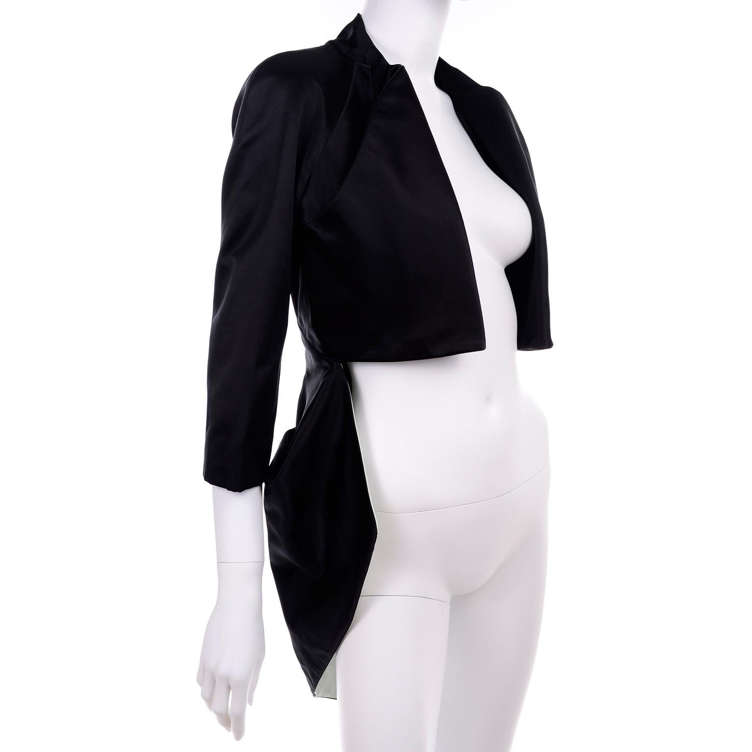 2009 Alexander McQueen Black Silk Cutaway Cropped Tuxedo Jacket With Tails 3