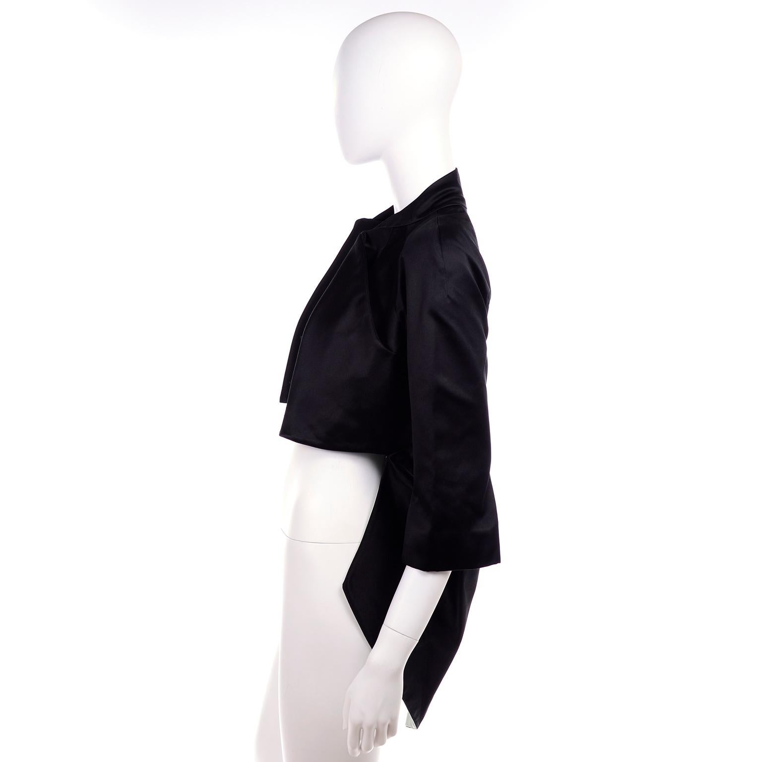 2009 Alexander McQueen Black Silk Cutaway Cropped Tuxedo Jacket With Tails In Excellent Condition In Portland, OR