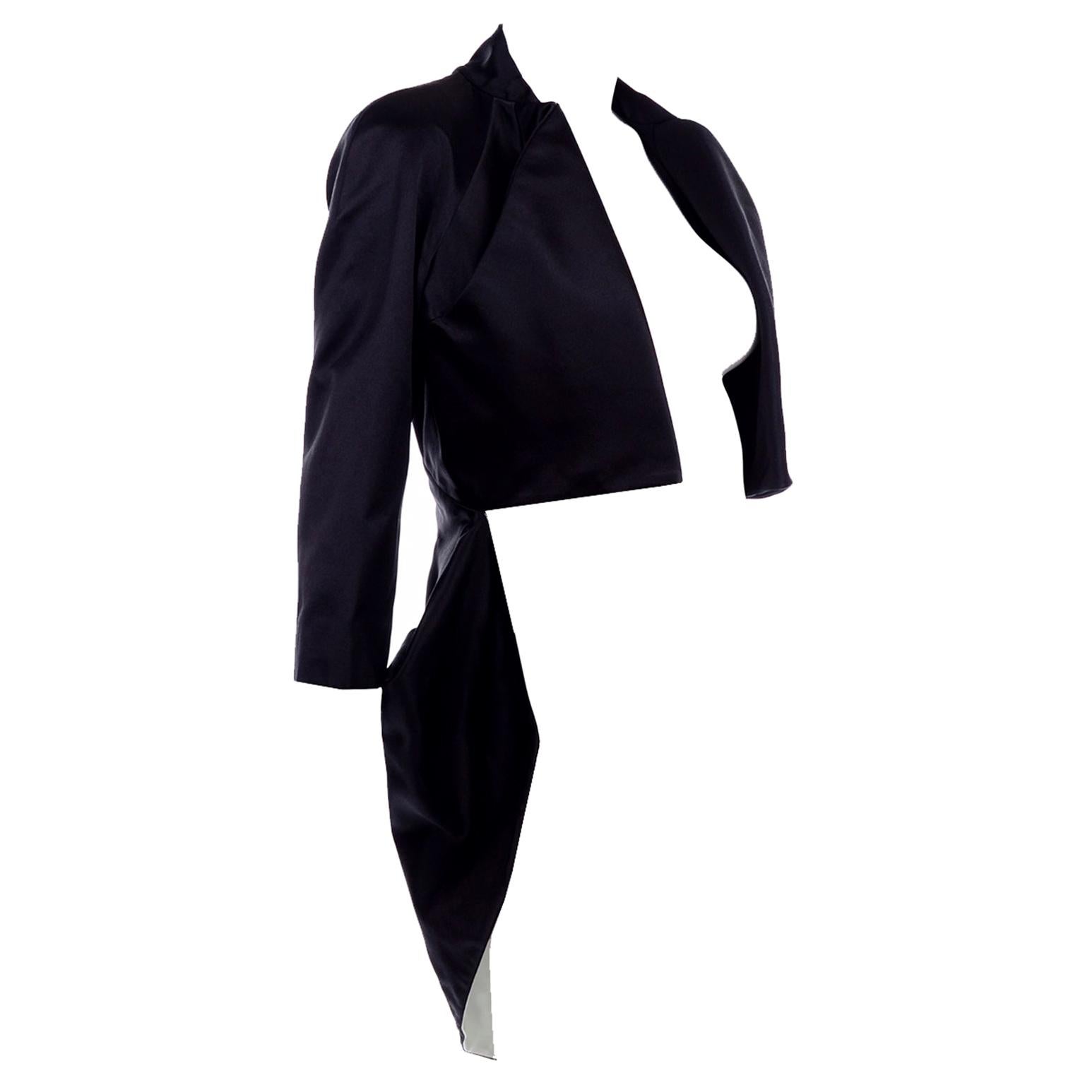2009 Alexander McQueen Black Silk Cutaway Cropped Tuxedo Jacket With Tails