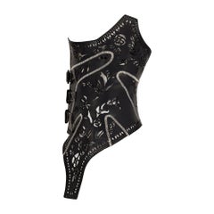2009 Alexander McQueen Runway Black Cut Out Corset Belt
