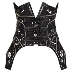 2009 Alexander McQueen Runway Black Cut Out Corset Belt