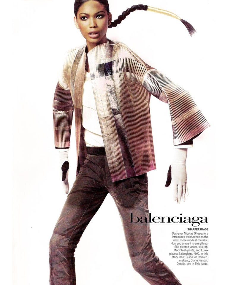 2009 Balenciaga Runway Iridescent Pleated Blue Silk Bell