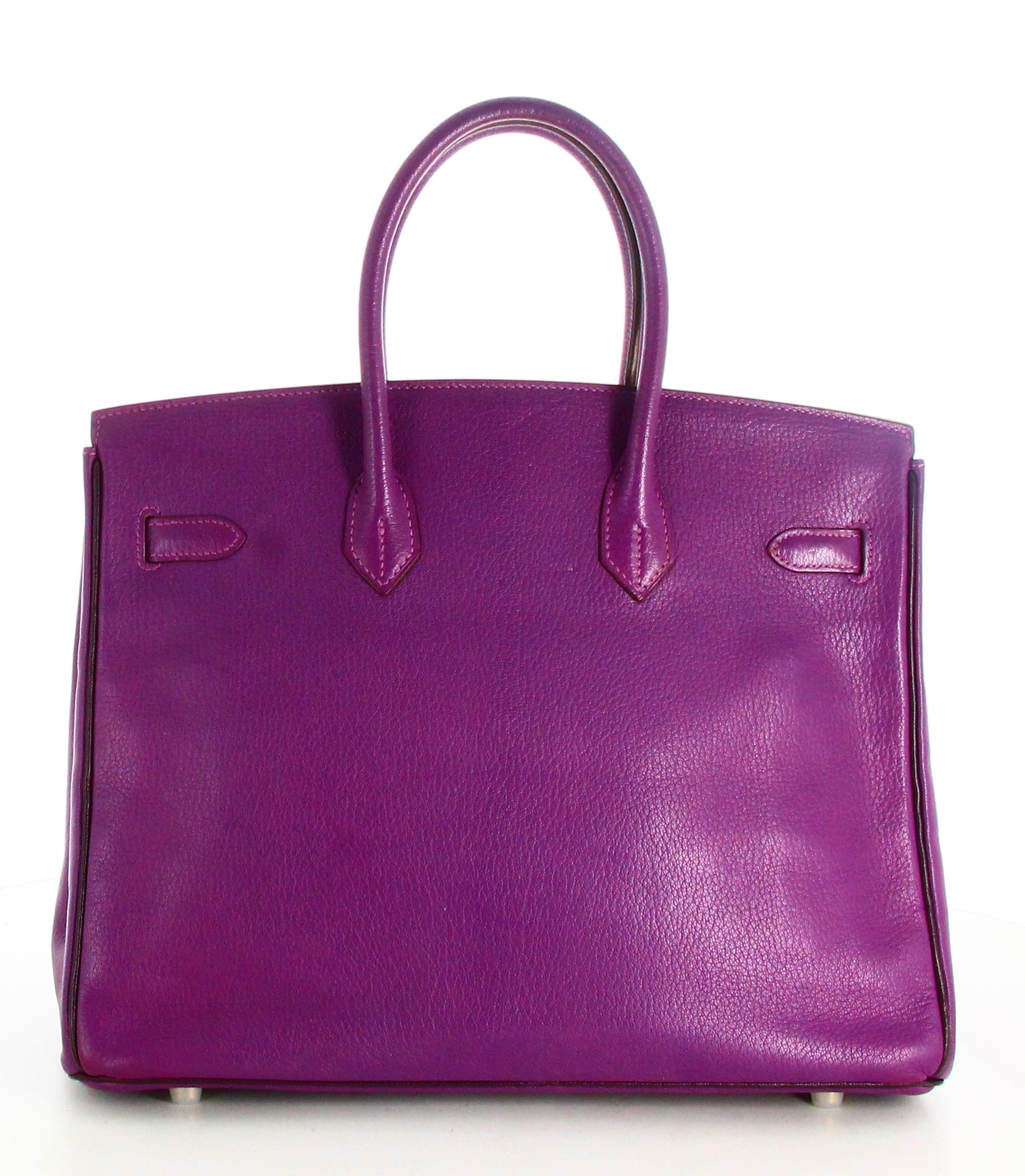 2009 Birkin Handbag Hermès Goat Mysore Size 35 Leather Purple 1