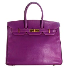 2009 Birkin Handbag Hermès Goat Mysore Size 35 Leather Purple