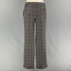 2009 by ALEXANDER McQUEEN  Size 10 Grey Virgin Wool Plaid Flat Front Dress Pants