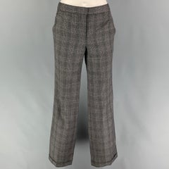 2009 by ALEXANDER McQUEEN Size 10 Grey Virgin Wool Plaid Flat Front Dress Pants