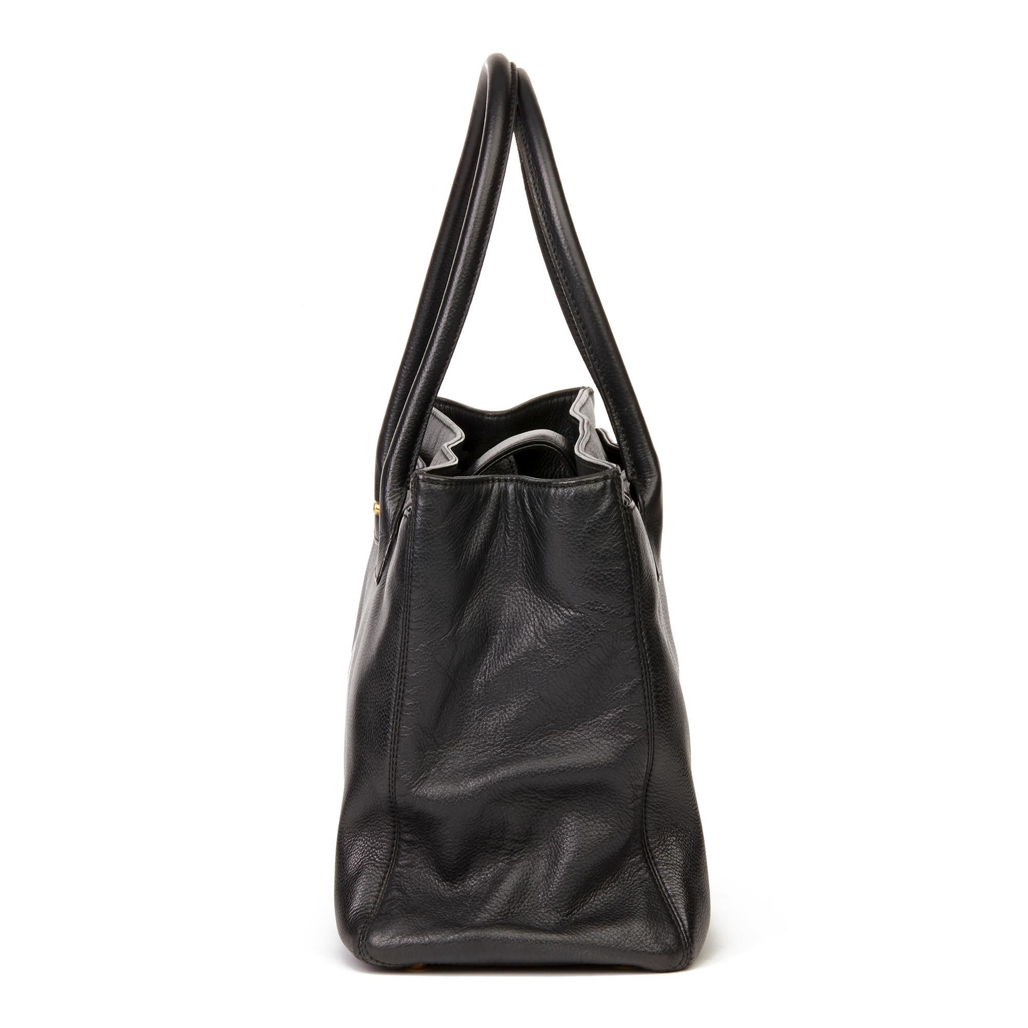 2009 Chanel Black Calfskin Leather Cerf Tote at 1stDibs