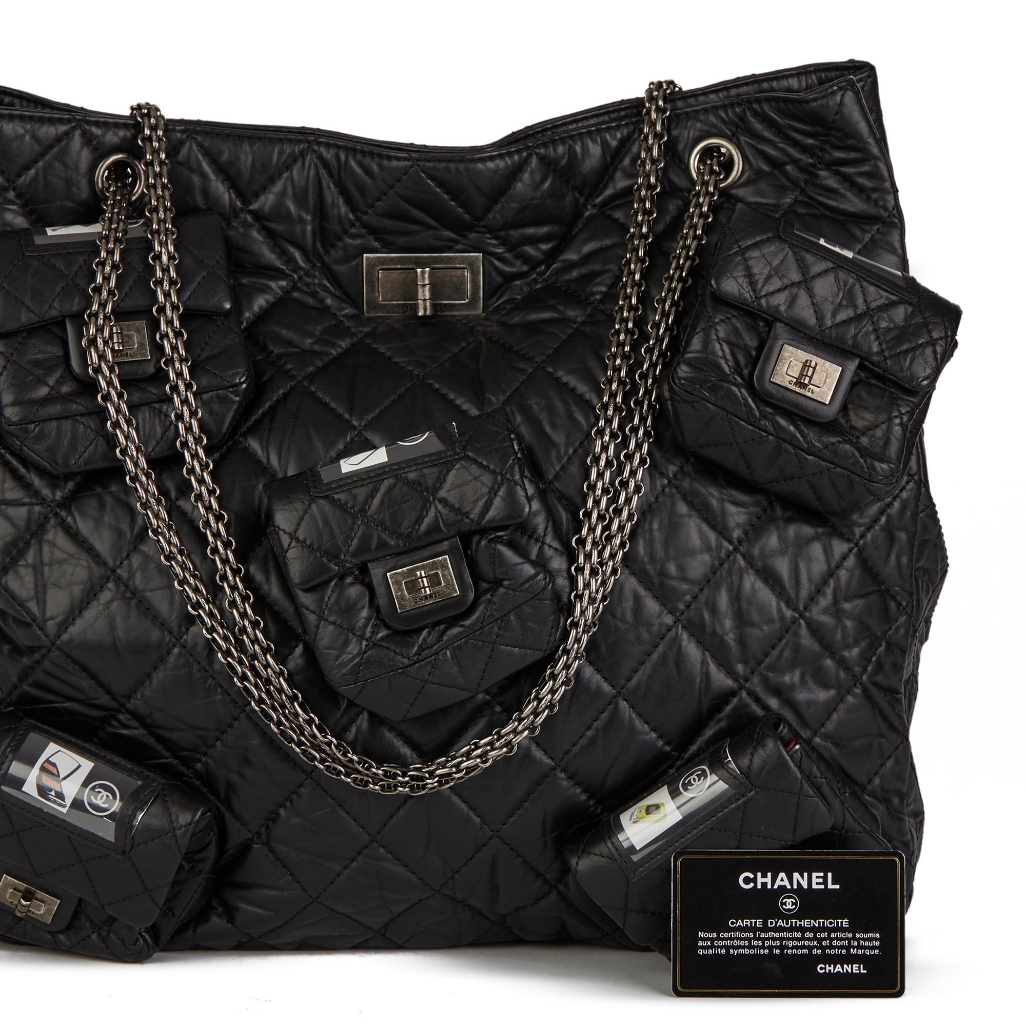 2009 Chanel Black Quilted Aged Calfskin Leather 5 Pocket Reissue Shoulder Bag  8