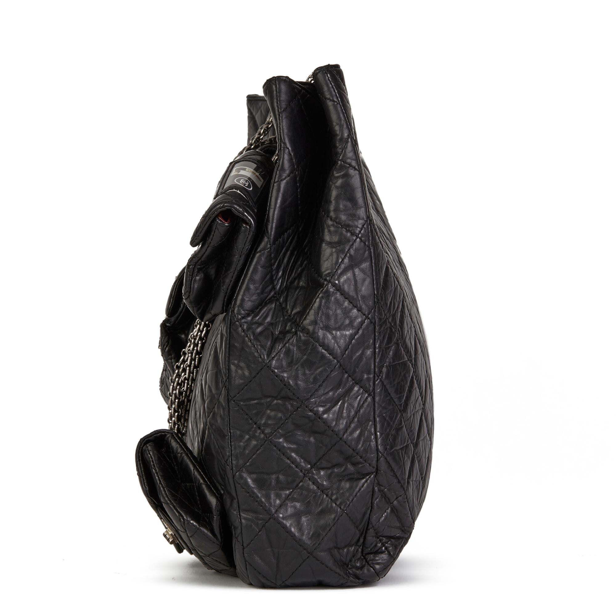 Women's 2009 Chanel Black Quilted Aged Calfskin Leather 5 Pocket Reissue Shoulder Bag 