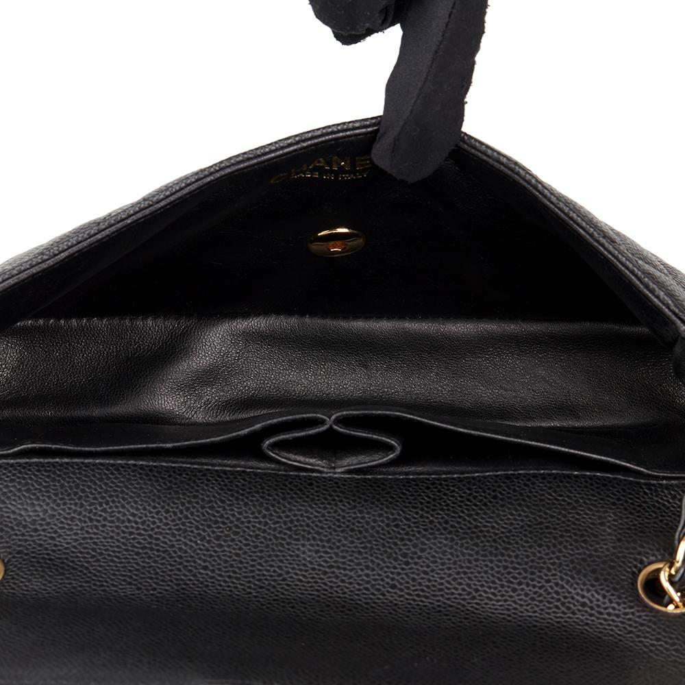 2009 Chanel Black Quilted Caviar Leather East West Classic Single Flap Bag 6